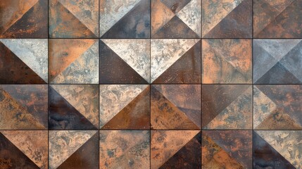 Sticker - Geometric pattern brown ceramic tile and concrete stone texture for interior design.