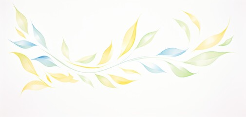 Wall Mural - A delicate watercolor design featuring soft leaves in pastel colors, perfect for nature-themed projects and artistic backgrounds.