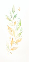 Wall Mural - A delicate watercolor illustration of a vine with green and yellow leaves, perfect for nature-themed designs.