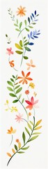 Wall Mural - A vibrant collection of watercolor flowers and leaves, perfect for nature-themed designs and botanical artwork.