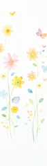 Wall Mural - a whimsical illustration of vibrant flowers and butterflies, perfect for spring-themed designs and n