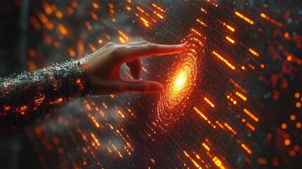 Canvas Print - Hand Interacting with Digital Interface