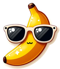 Poster - Cool Banana with Sunglasses, Cartoon Fruit Illustration