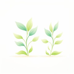 Illustration of two fresh green plant shoots, symbolizing growth and nature, ideal for eco-friendly and wellness themes.