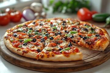 Canvas Print - Delicious Pizza with Various Toppings