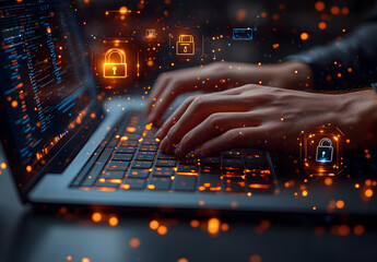 Wall Mural - cyber security and data protection concept