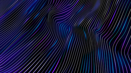 Abstract black glowing background with a neon lines  and gradient effect, suitable for presentation design, banners, covers, or wallpapers.	