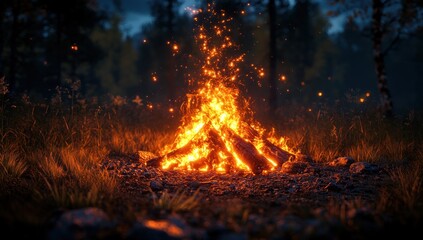 Sticker - Campfire in the Forest