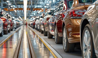 Naklejka na meble Modern Car Dealer Auction: Vehicles Passing Through the Lane