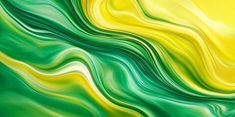 Aufkleber - Abstract liquid background with flowing green and yellow waves