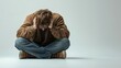 © fourtakig - Full body shot of a dejected individual, their slumped posture and downcast eyes conveying deep sorrow, isolated on a white background