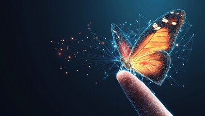 Sticker - Digital Butterfly on a Fingertip