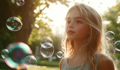 Canvas Print - Girl with Bubbles