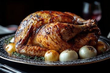 Canvas Print - Roasted Turkey with Onions and Herbs