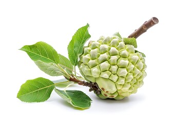 A group of fruit on a branch isolated on white background