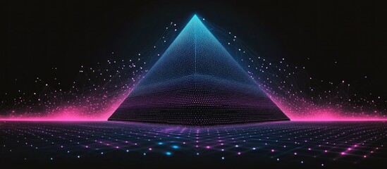 Canvas Print - Abstract Pyramid with Glowing Lines