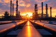 © Outkast - Industrial Pipelines and Silhouetted Refinery at Sunset