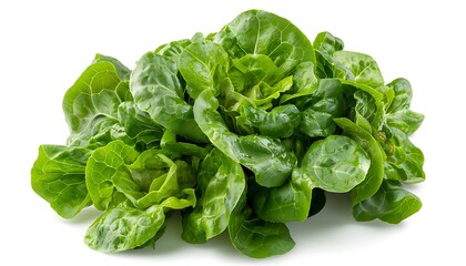 A close up of butterhead lettuce on isolated white background