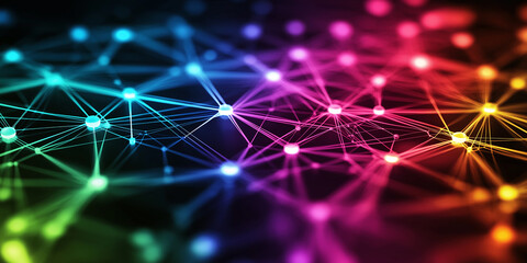 Aufkleber - Abstract technology background with connecting lines and dots forming a network