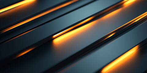 Poster - Black and orange abstract geometric surface with light coming from gaps