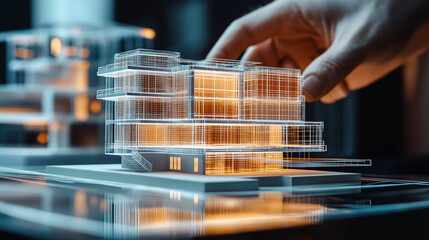 Poster - Architect interacting with a building information modeling software using a digital touchscreen table
