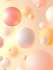 Wall Mural - Abstract 3D Spheres in Pastel Tones.