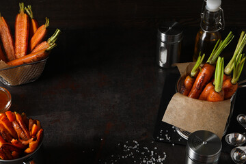 Wall Mural - Fried carrot, concept of tasty fried food