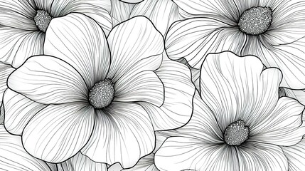 simple seamless floral line art, vector illustration design.
