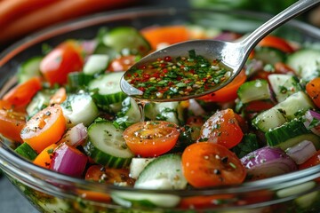 Sticker - Fresh Salad with Cucumber, Tomatoes and Herbs