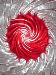 Wall Mural - Abstract Red and Silver Spiral.