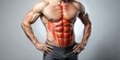 © DigitalArt Max - Standing laterally, a person points to the oblique muscles on their torso, hand on stomach, showcasing the muscles'
