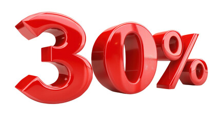 Red percent discount signs on transparent background