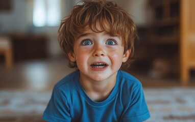 Canvas Print - Little Boy with Big Blue Eyes