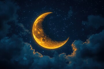 Wall Mural - Crescent Moon in a Starry Sky