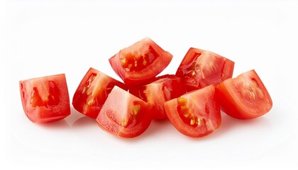 Wall Mural - tomato cube slices isolated on white background