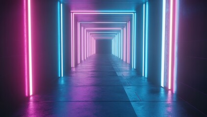 Wall Mural - Neon Lights Corridor