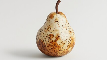 29. **A 3D render of a spoiled pear, with brown spots and a mushy texture, isolated on a pristine white backdrop