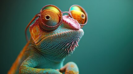 Poster - Chameleon Wearing Glasses