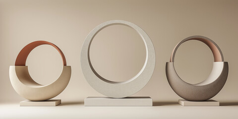 Poster - Minimal modern podium displaying cosmetic product with stone rings