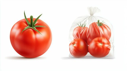 Wall Mural - A tomato is shown in a plastic bag