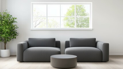 Wall Mural - A living room with two couches and a coffee table