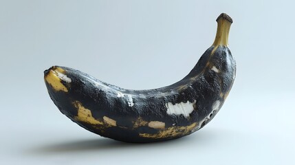 2. **A 3D render of a decaying banana, its peel turning black and mushy against a clean white surface