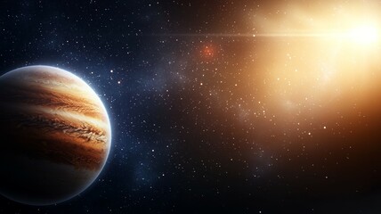 Wall Mural - a large planet is in the foreground of a dark sky
