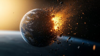 Canvas Print - A planet is destroyed by a meteor shower