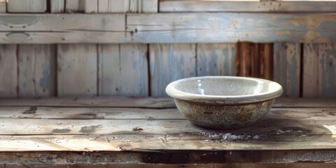 Vintage hand washing furniture made of ceramic bowl and wooden table from Vojvodina Serbia Digitally edited to resemble old fashioned photographs