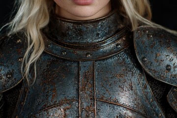 Poster - Closeup of a person wearing a detailed metal armor