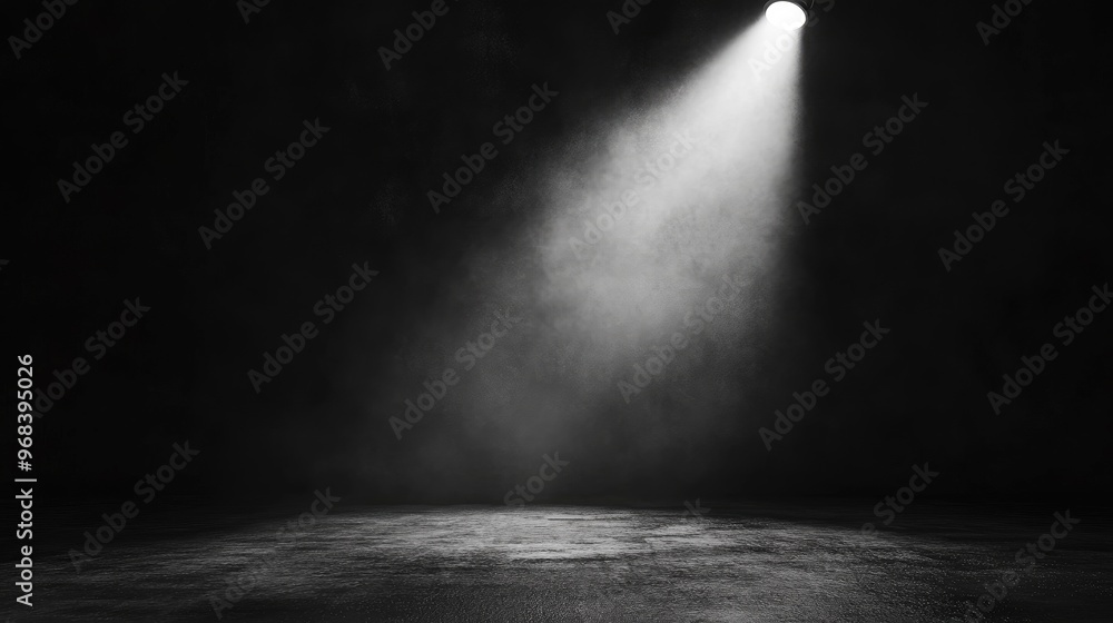 Dark Stage with a Single Light Beam & Fog Effect - Dramatic Background ...