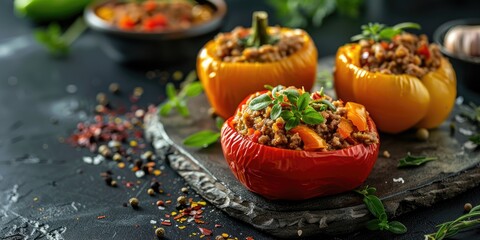 Canvas Print - Savory Minced Meat Stuffed Peppers