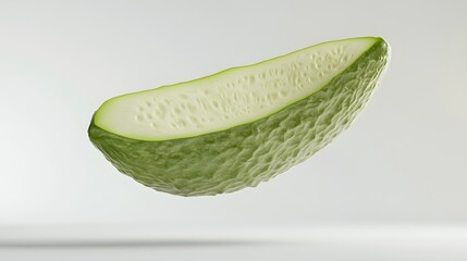 Wall Mural - 31. **A 3D render of a falling slice of chayote, its green skin and smooth texture visible against a pristine white surface