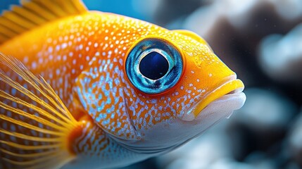 A close-up of a vibrant coral reef fish, isolated on a white background.